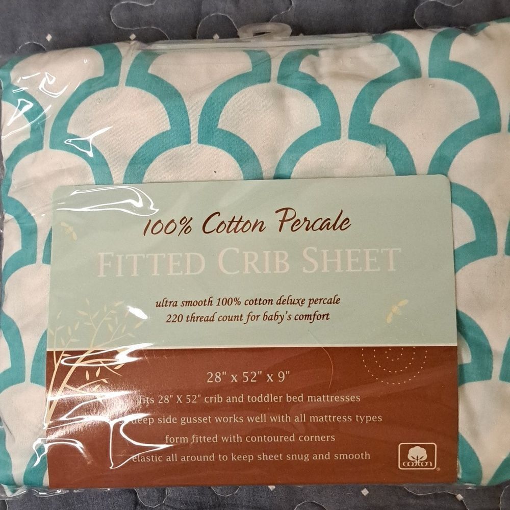 100% cotton percale fitted crib sheet - new